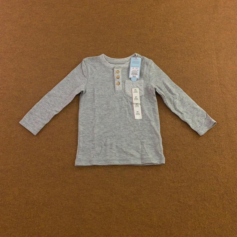 Carter's Cat & Jack Toddler 3T Green Grey Striped Henley Graphic T-Shirt Lot NWT